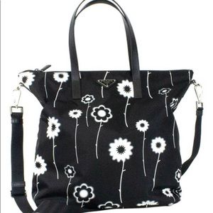 Prada black floral tote